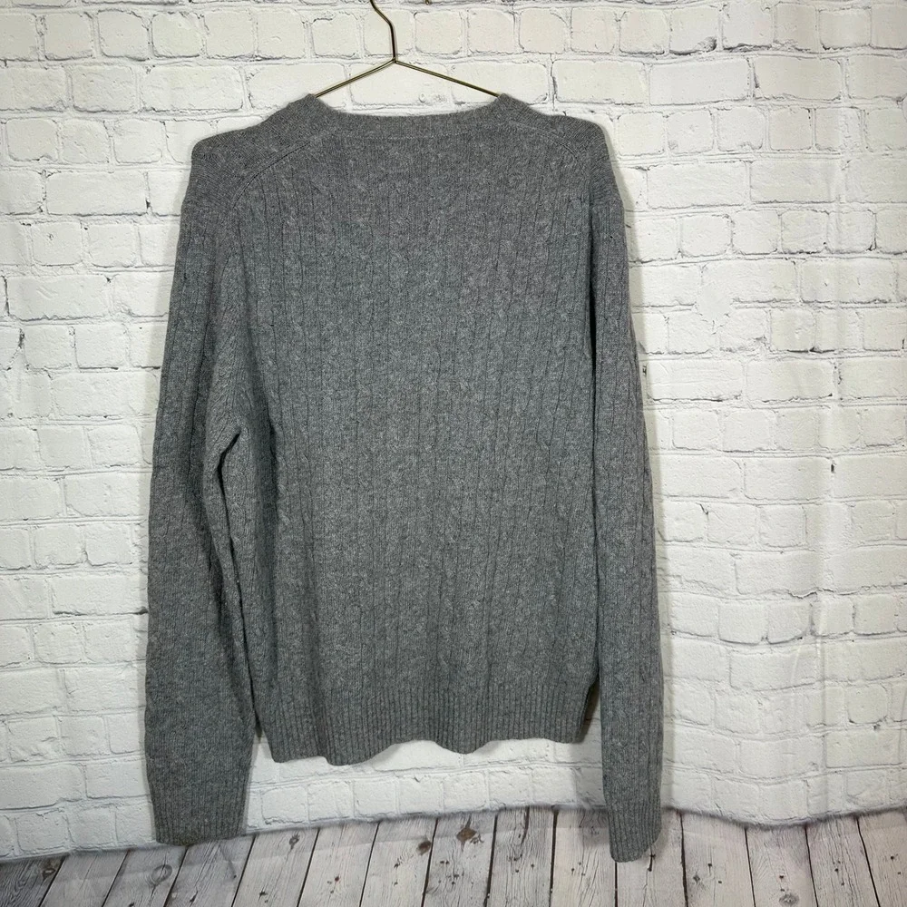 Vintage J. Crew Gray Cable Knit Sweater Wool Angora Cashmere Blend Mens Large